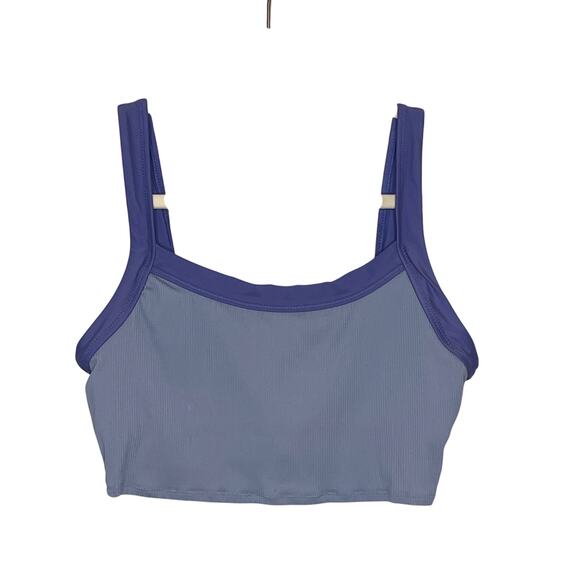 Aerie Periwinkle Blue Ribbed Crop Tank Shirt Medium - Picture 1 of 6